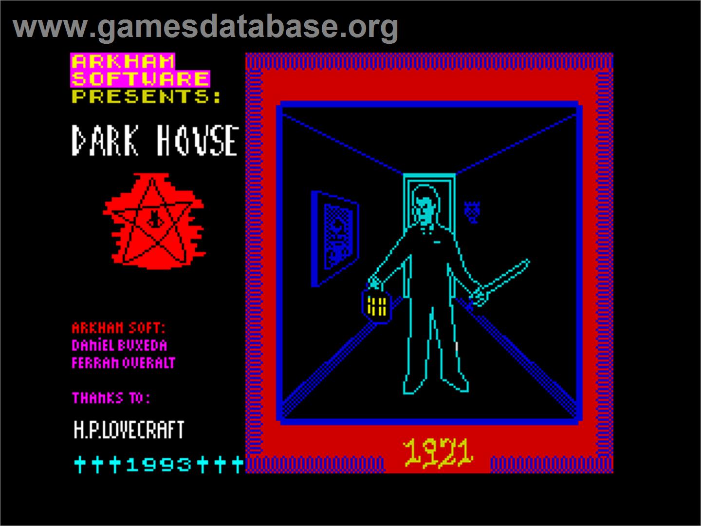 Dark House - Sinclair ZX Spectrum - Artwork - Title Screen