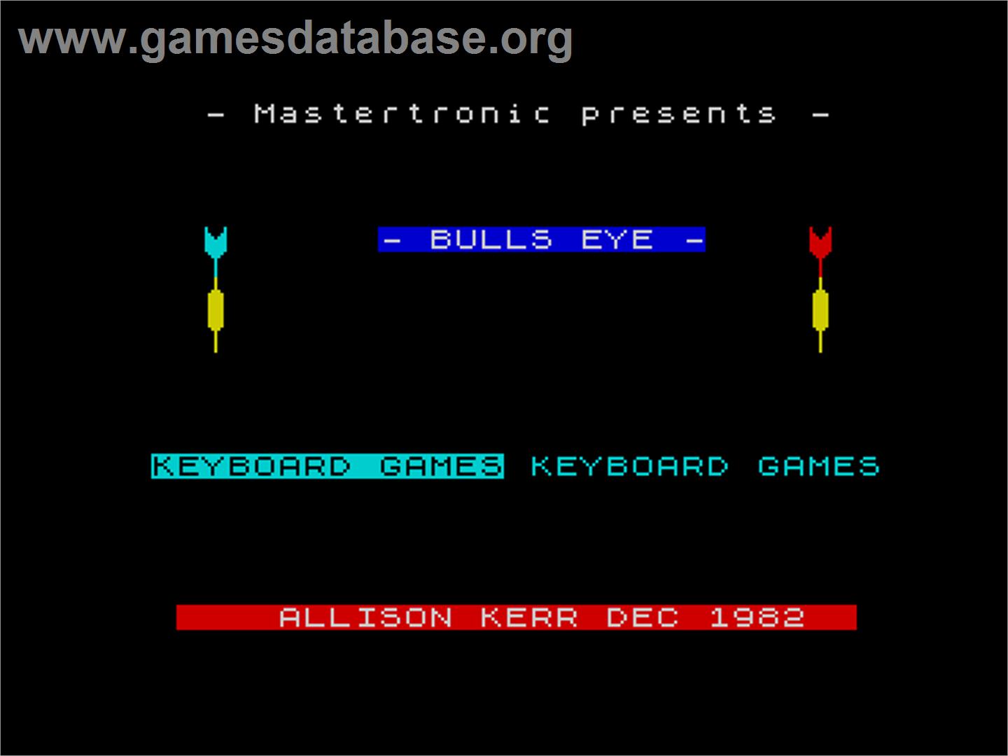 Darts - Sinclair ZX Spectrum - Artwork - Title Screen