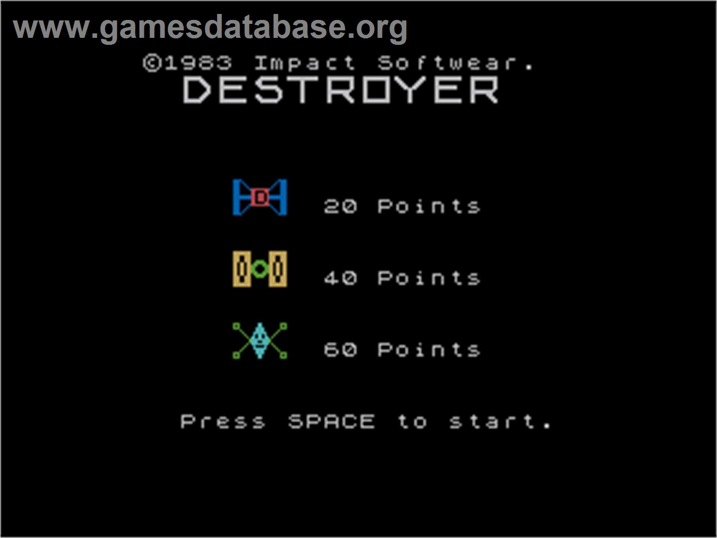 Destroyer - Sinclair ZX Spectrum - Artwork - Title Screen