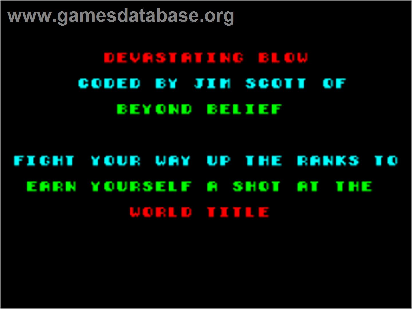 Devastating Blow - Sinclair ZX Spectrum - Artwork - Title Screen