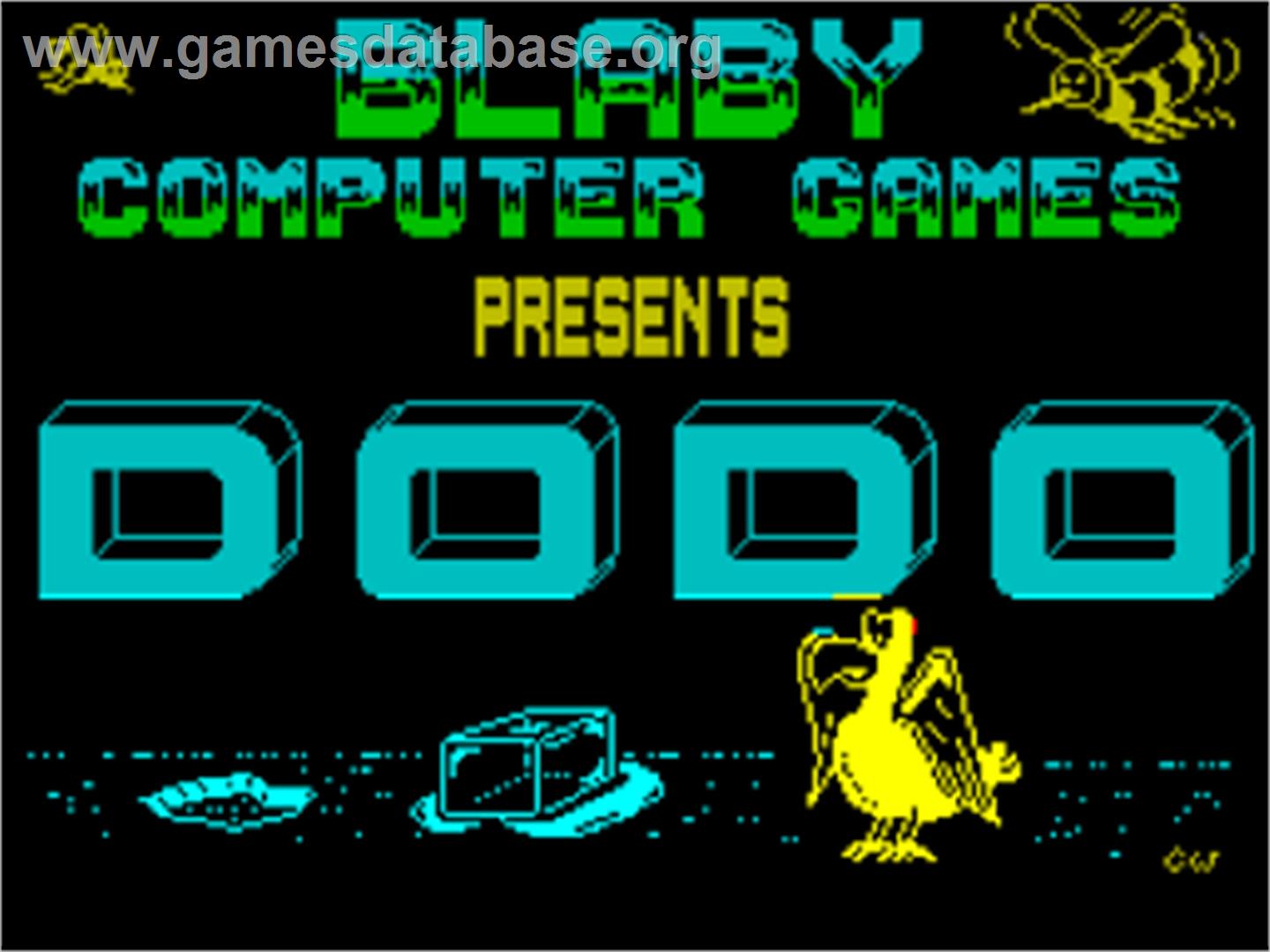 Dodo - Sinclair ZX Spectrum - Artwork - Title Screen