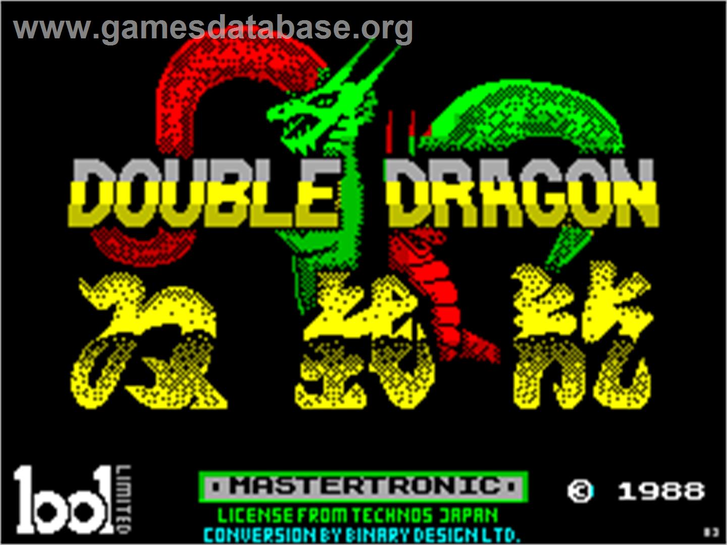 Double Dragon - Sinclair ZX Spectrum - Artwork - Title Screen