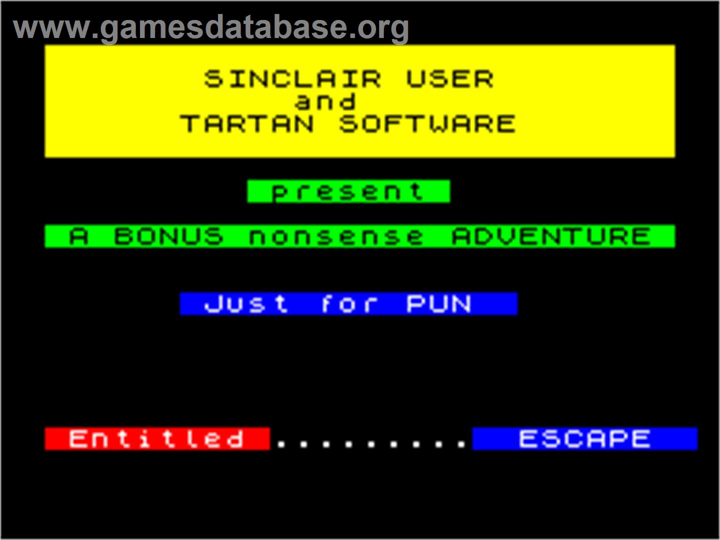 Escape - Sinclair ZX Spectrum - Artwork - Title Screen