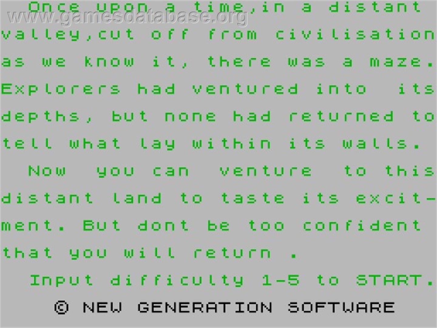 Escape - Sinclair ZX Spectrum - Artwork - Title Screen