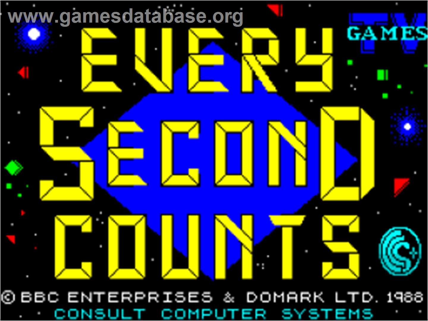 Every Second Counts - Sinclair ZX Spectrum - Artwork - Title Screen