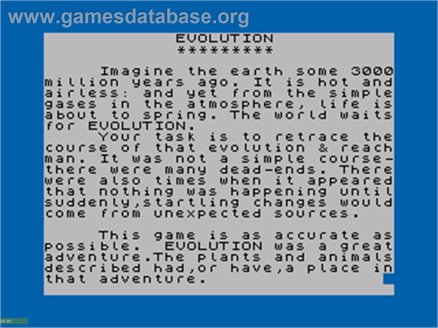 Evolution - Sinclair ZX Spectrum - Artwork - Title Screen