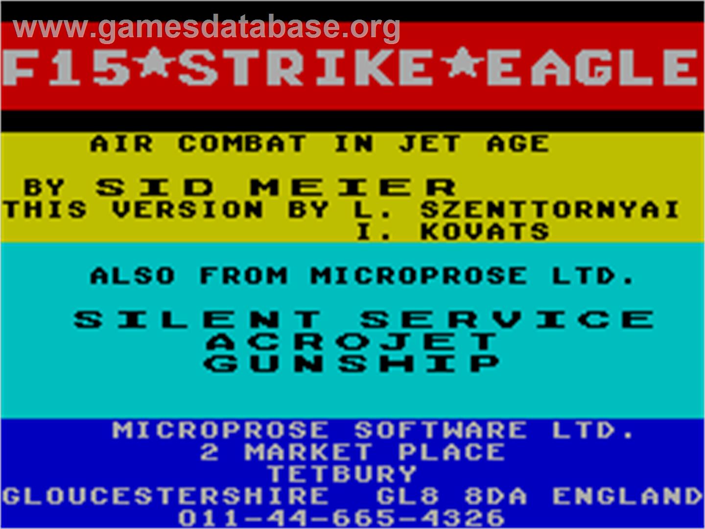 F-15 Strike Eagle - Sinclair ZX Spectrum - Artwork - Title Screen