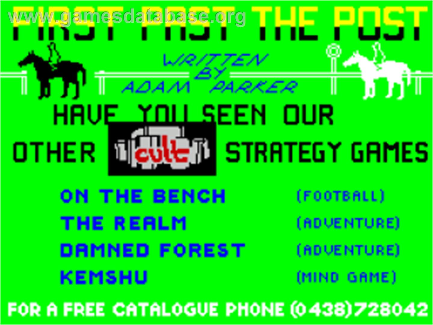 First Past The Post - Sinclair ZX Spectrum - Artwork - Title Screen