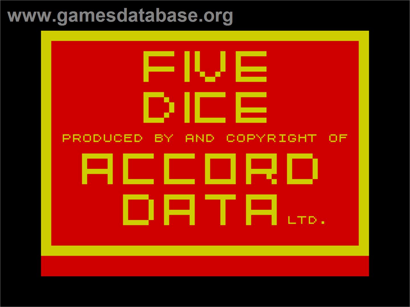 Five Dice - Sinclair ZX Spectrum - Artwork - Title Screen