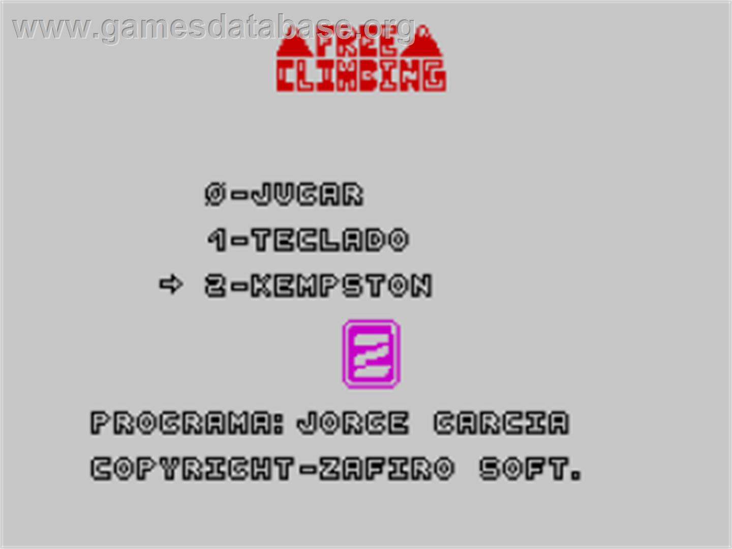 Free Climbing - Sinclair ZX Spectrum - Artwork - Title Screen