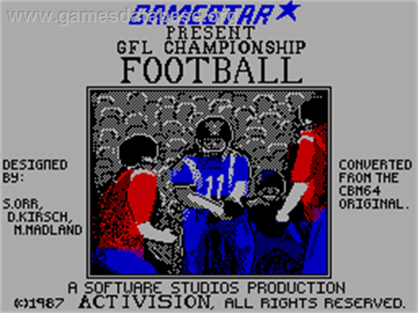 GFL Championship Football - Sinclair ZX Spectrum - Artwork - Title Screen