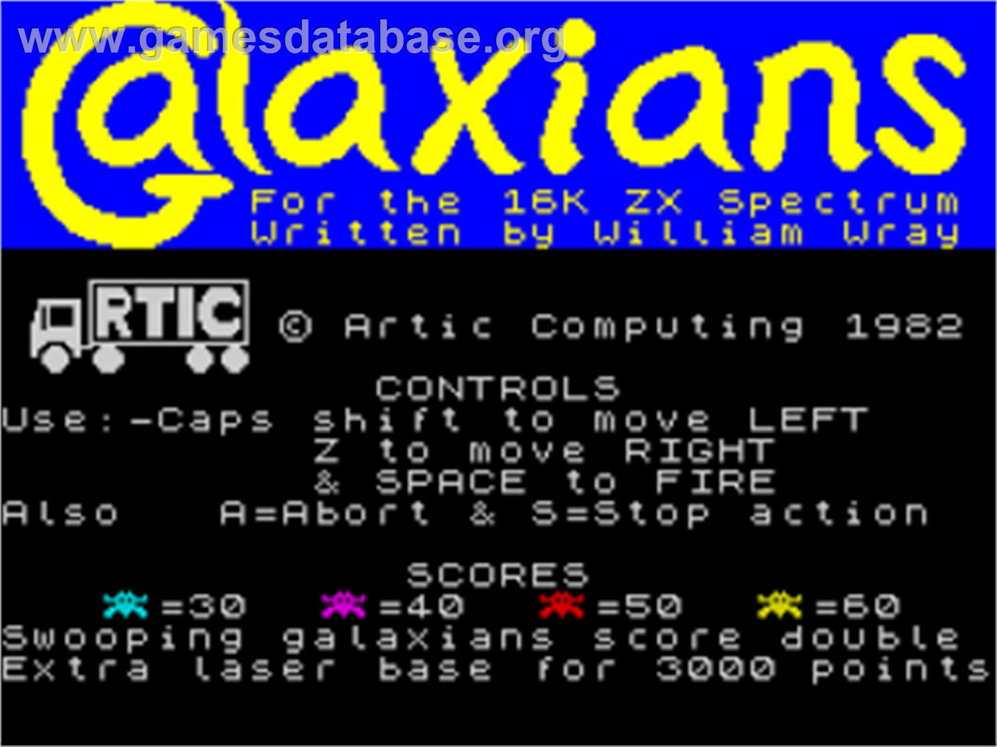 Galaxians - Sinclair ZX Spectrum - Artwork - Title Screen