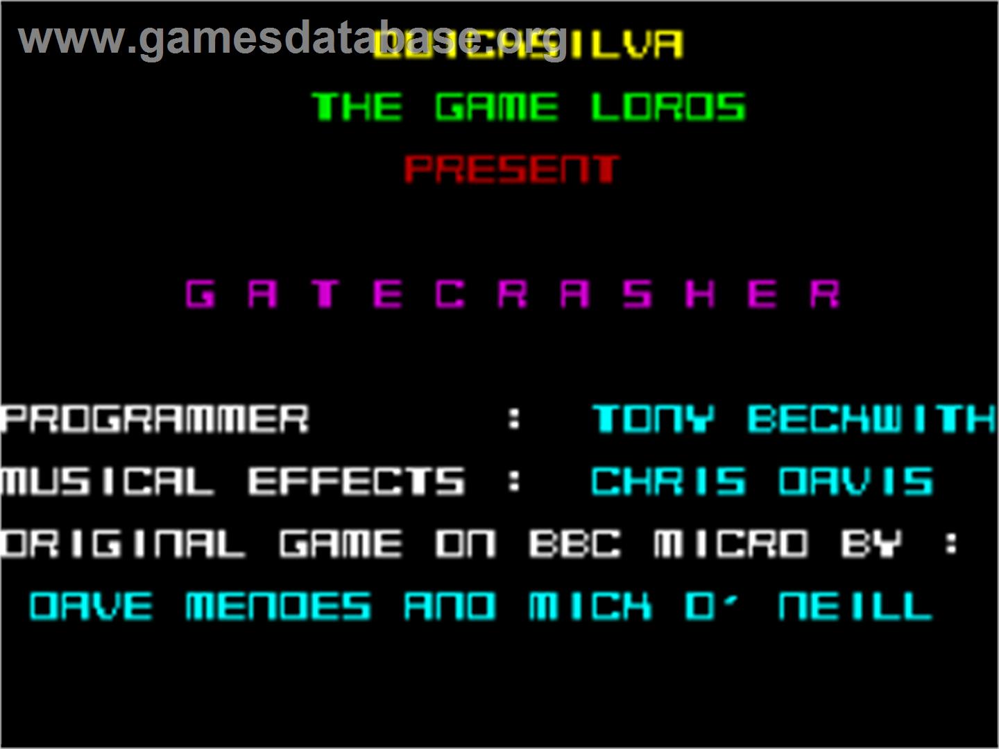 Gatecrasher - Sinclair ZX Spectrum - Artwork - Title Screen