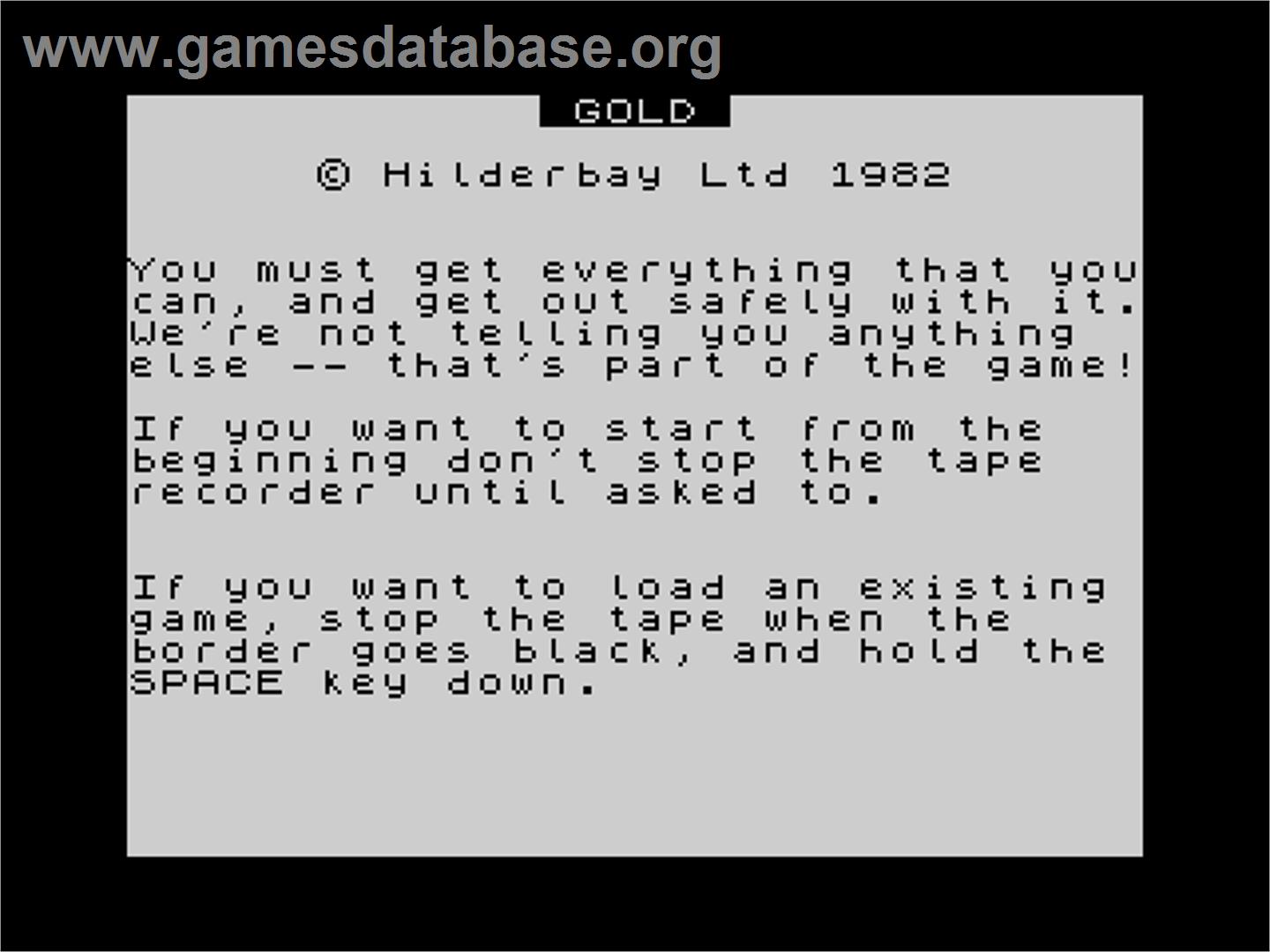 Gold! - Sinclair ZX Spectrum - Artwork - Title Screen