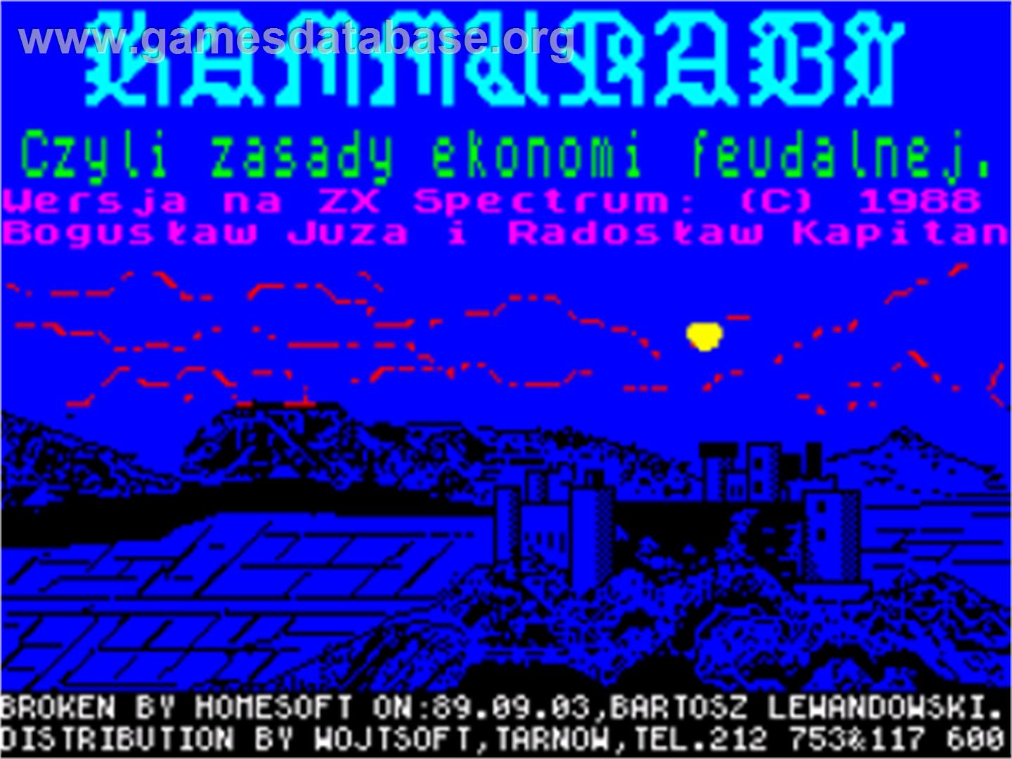 Hammurabi - Sinclair ZX Spectrum - Artwork - Title Screen