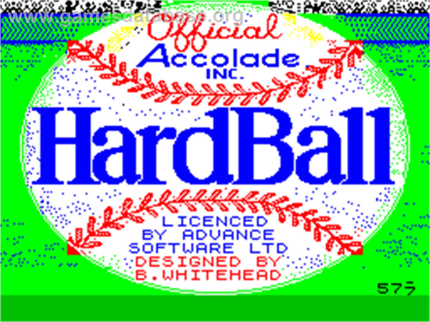 HardBall! - Sinclair ZX Spectrum - Artwork - Title Screen