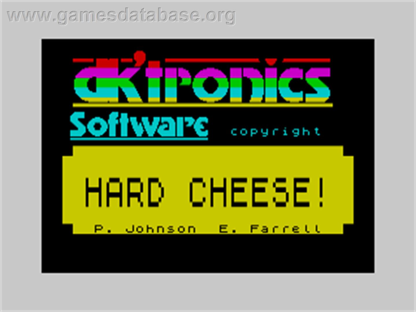 Hard Cheese - Sinclair ZX Spectrum - Artwork - Title Screen