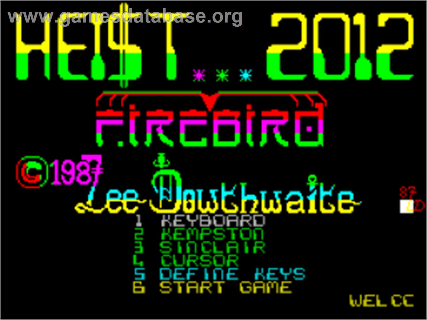 Heist 2012 - Sinclair ZX Spectrum - Artwork - Title Screen