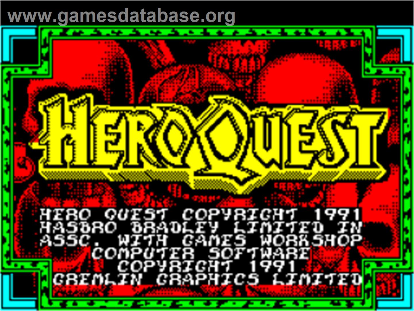 HeroQuest - Sinclair ZX Spectrum - Artwork - Title Screen