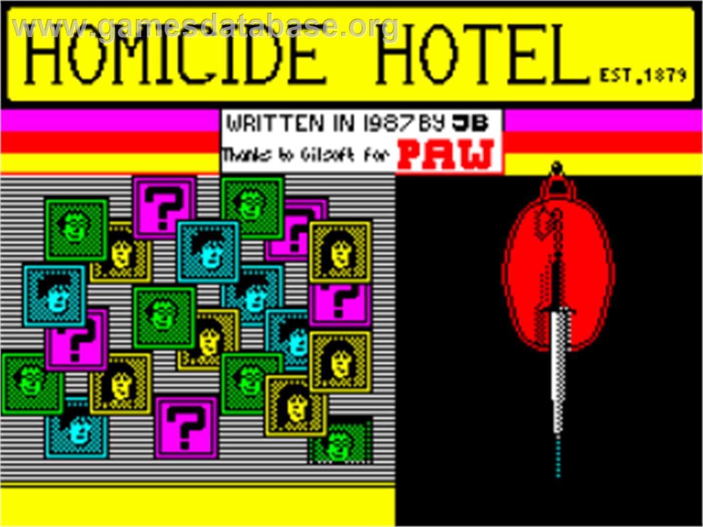 Homicide Hotel - Sinclair ZX Spectrum - Artwork - Title Screen