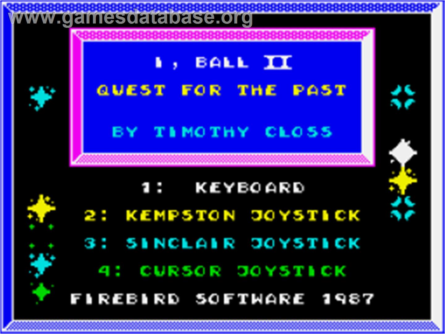 I Ball 2 - Sinclair ZX Spectrum - Artwork - Title Screen