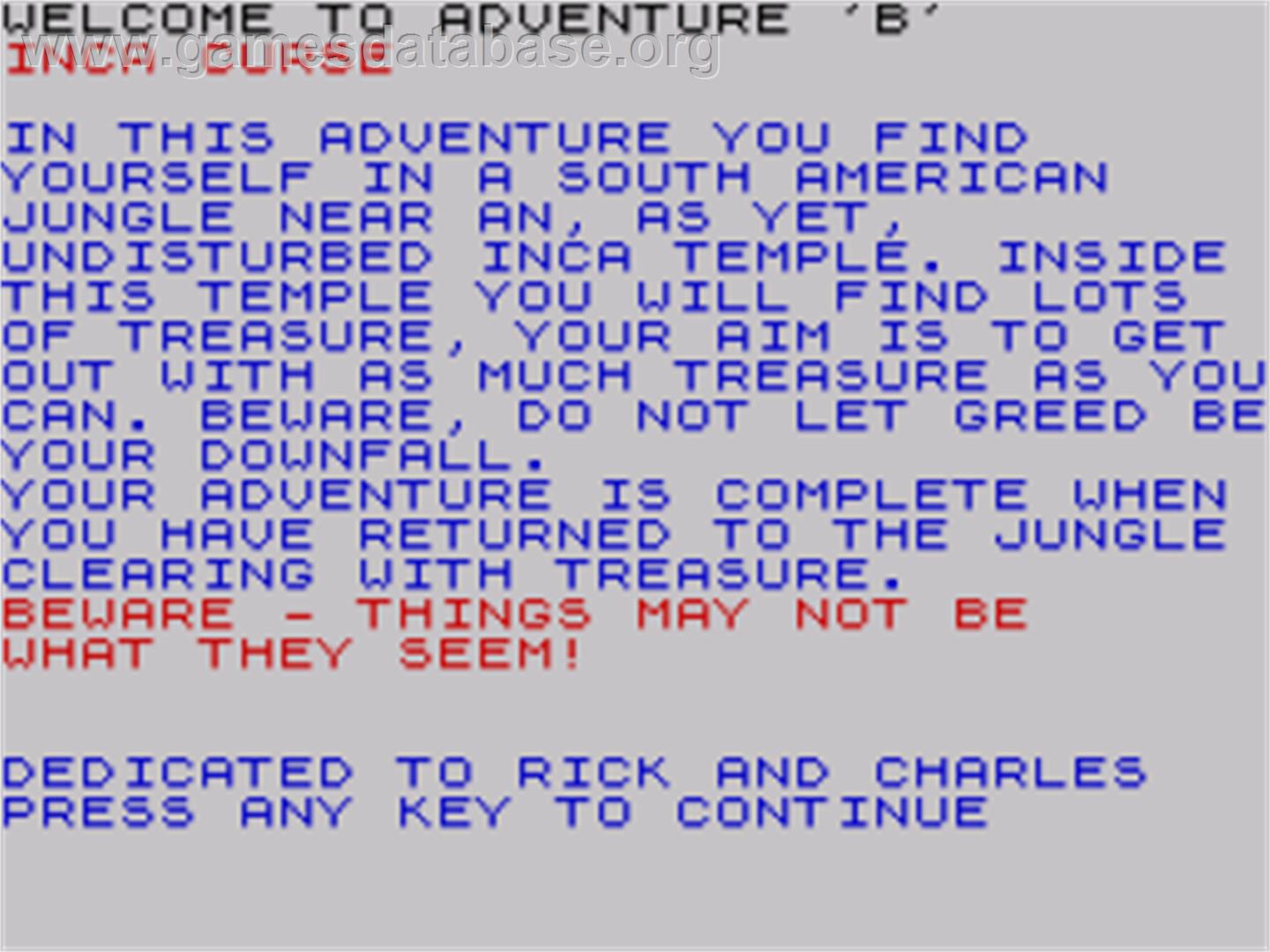 Inca Curse - Sinclair ZX Spectrum - Artwork - Title Screen