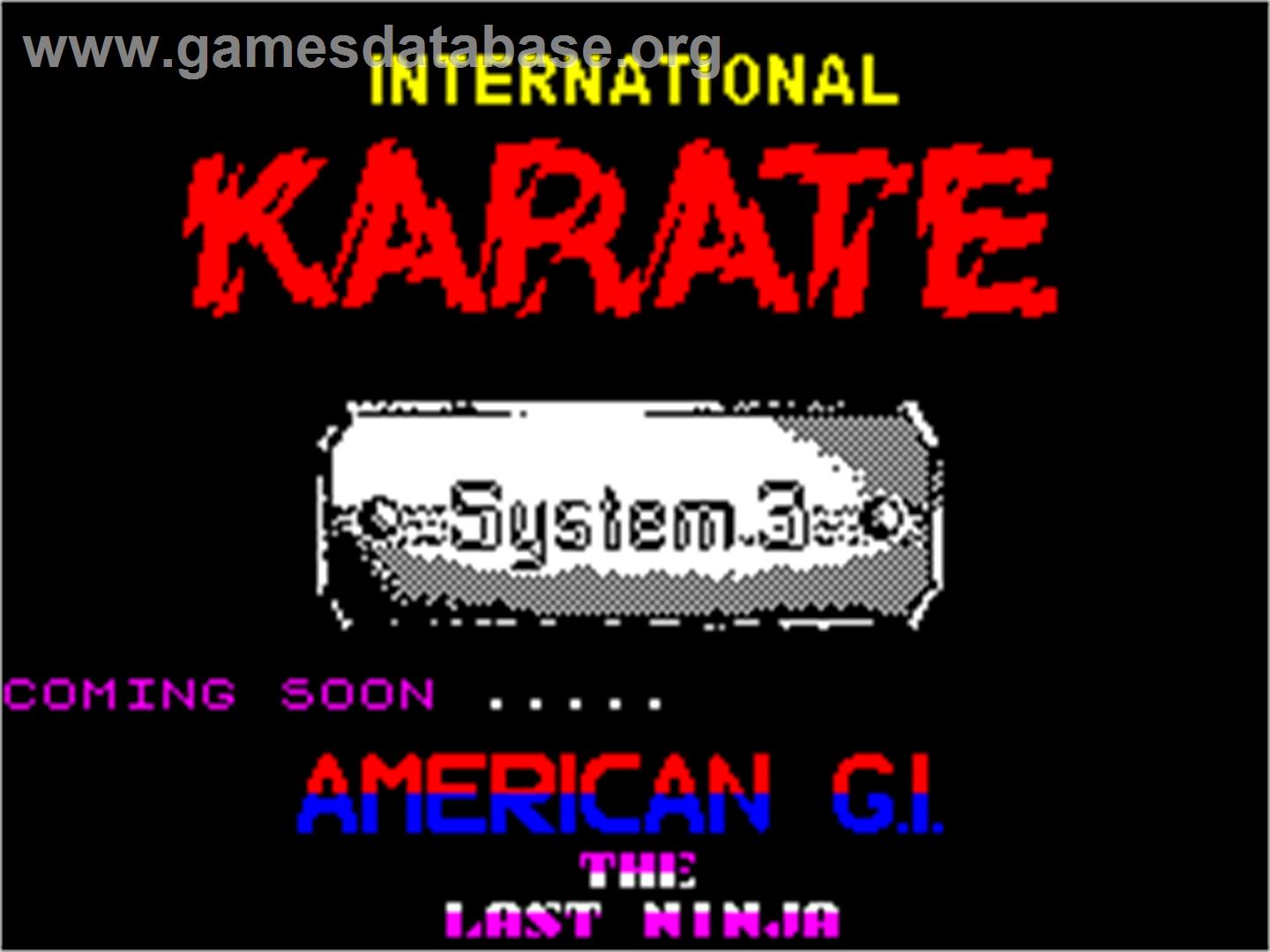 International Karate - Sinclair ZX Spectrum - Artwork - Title Screen