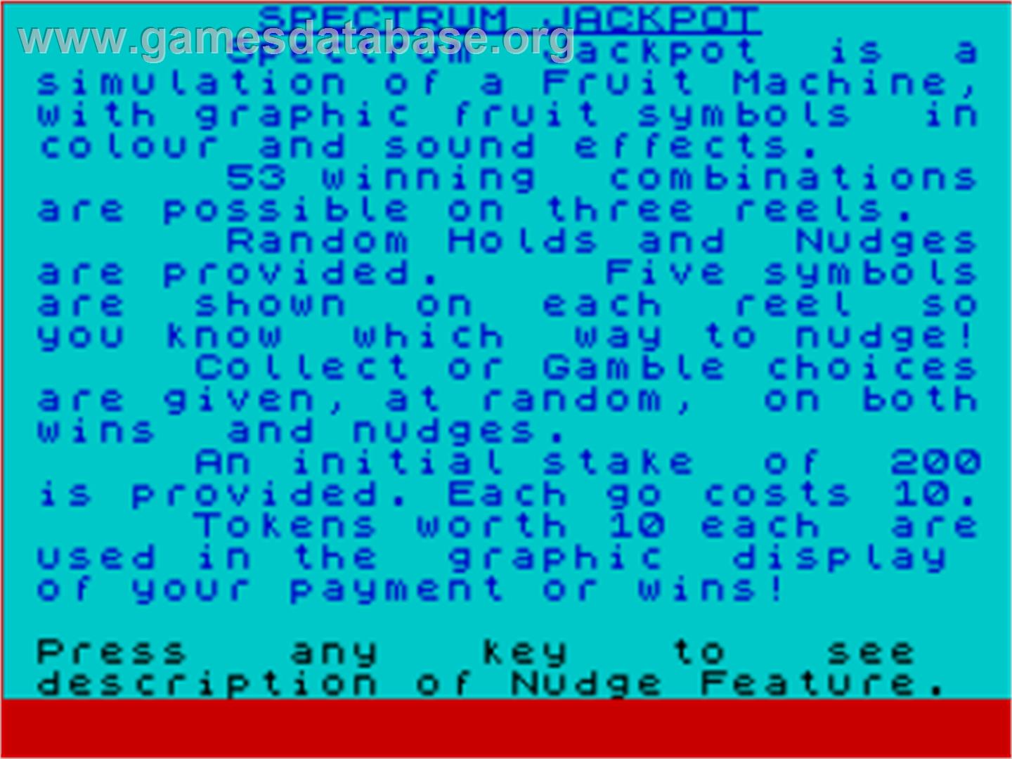 Jackpot (CRL) - Sinclair ZX Spectrum - Artwork - Title Screen