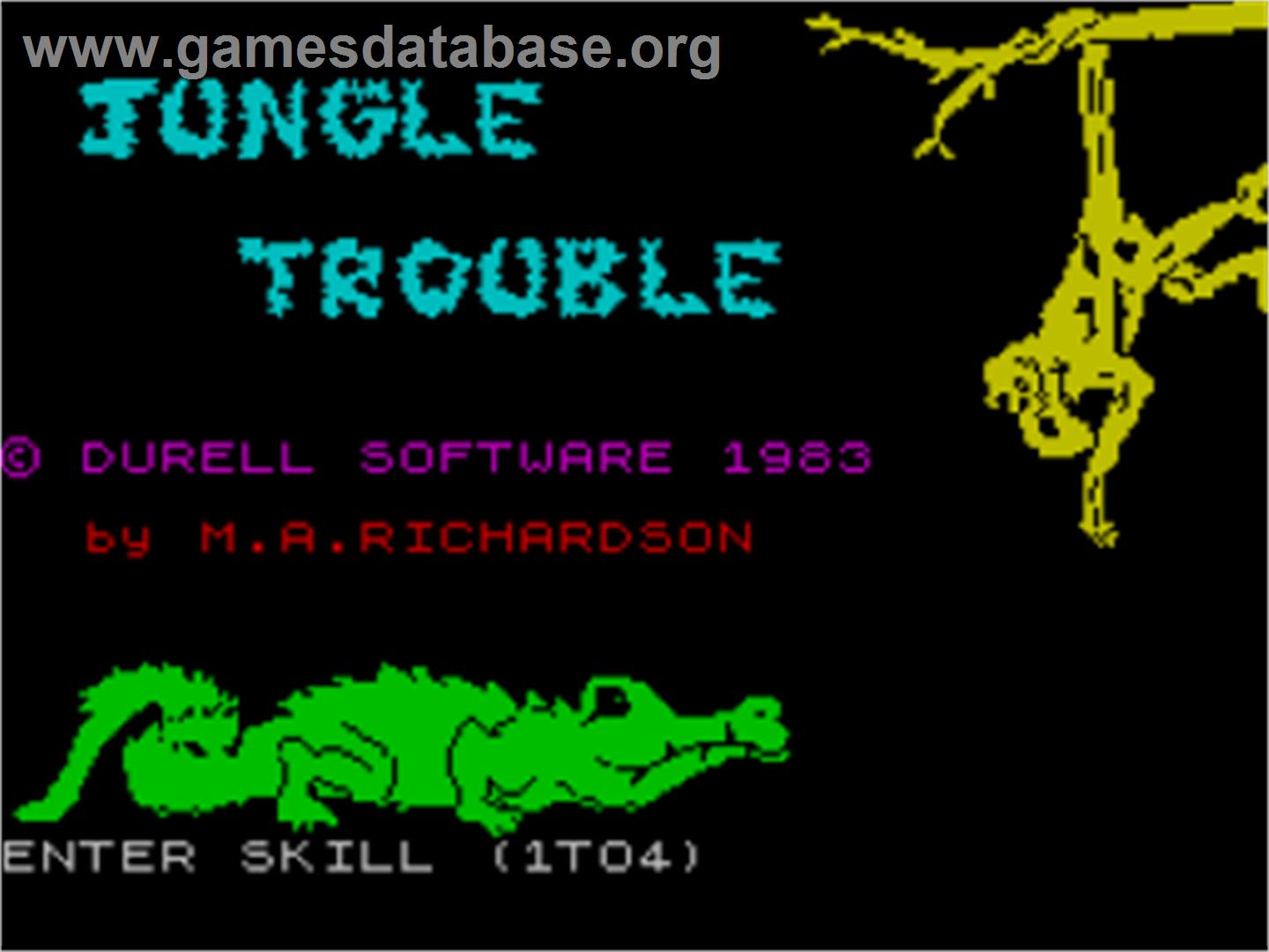 Jungle Trouble - Sinclair ZX Spectrum - Artwork - Title Screen