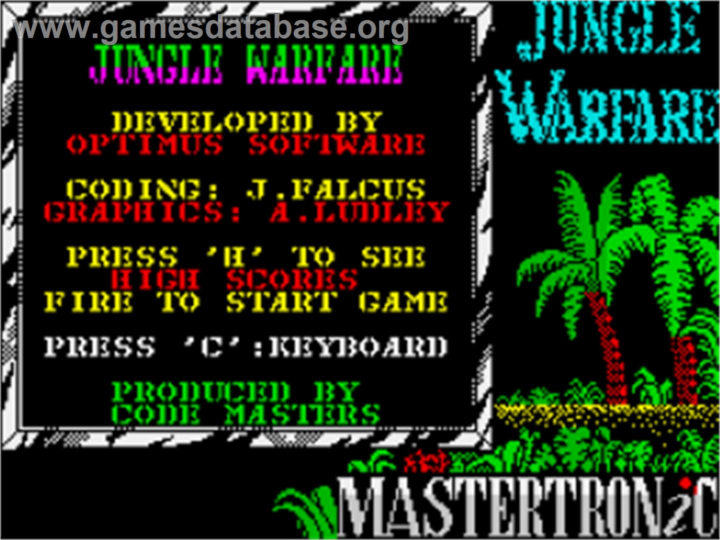 Jungle Warfare - Sinclair ZX Spectrum - Artwork - Title Screen