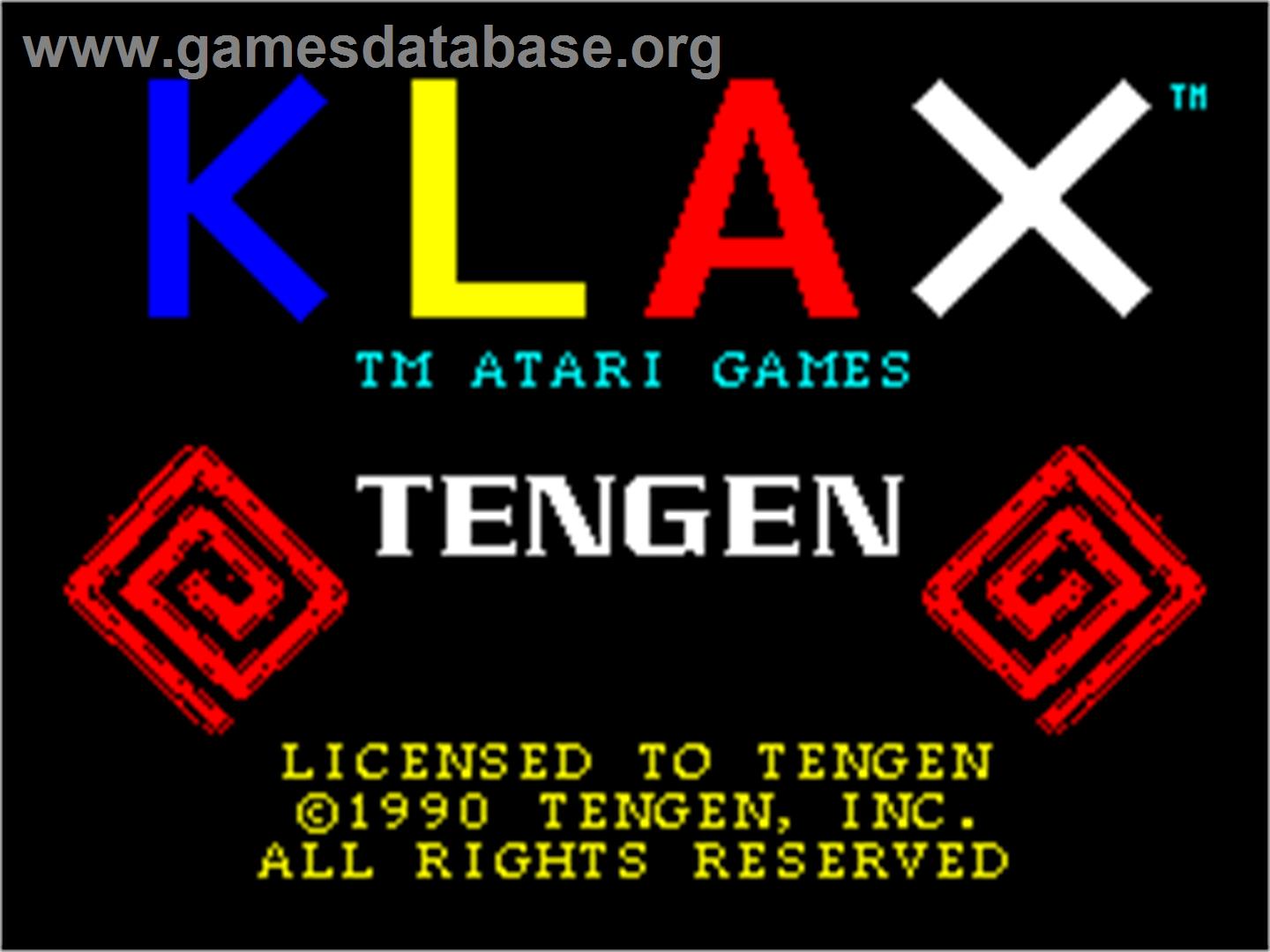 Klax - Sinclair ZX Spectrum - Artwork - Title Screen