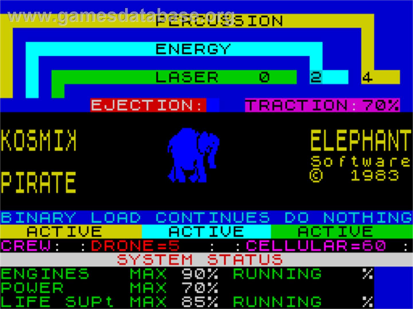 Kosmik Pirate - Sinclair ZX Spectrum - Artwork - Title Screen