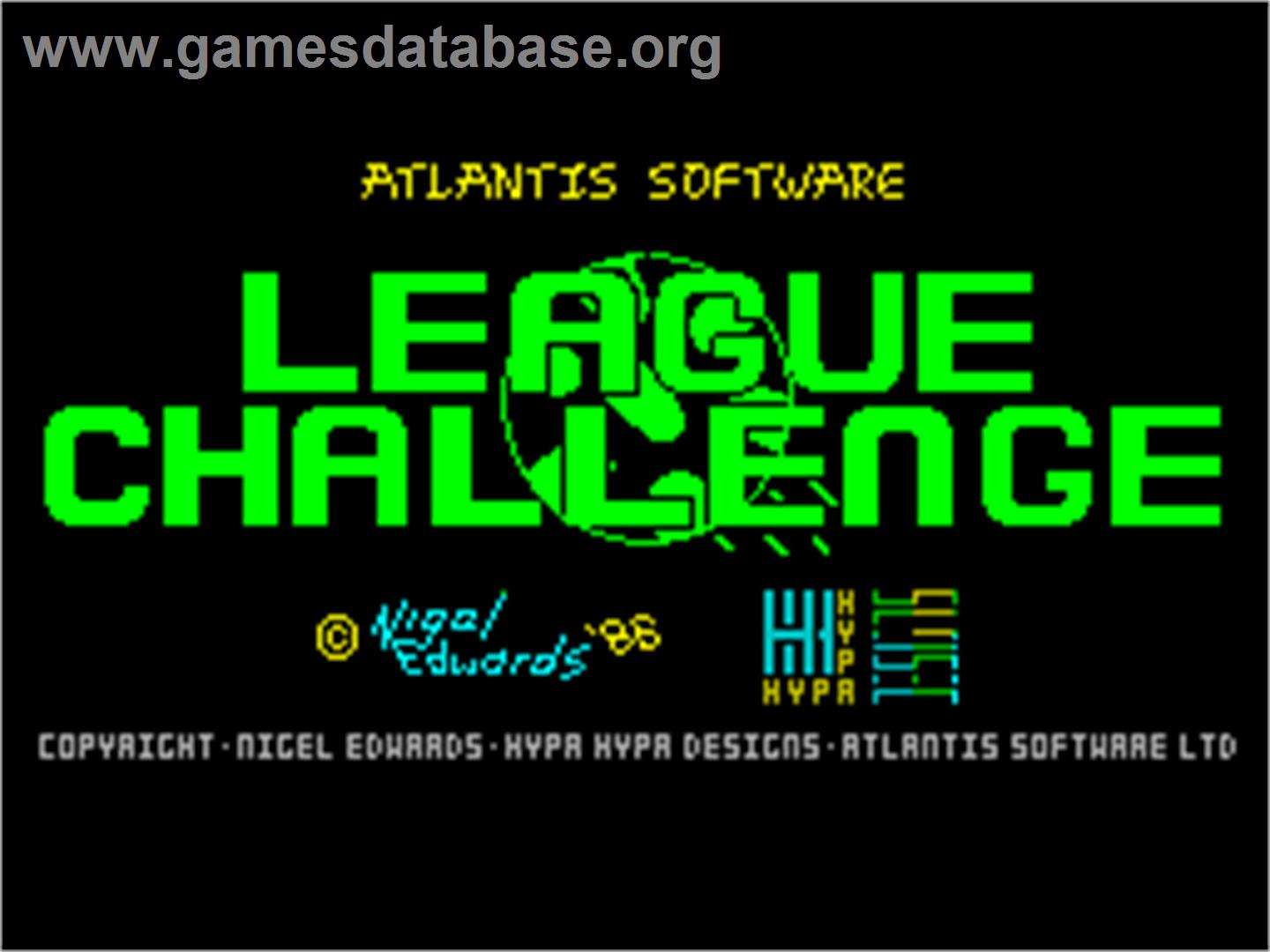 League Challenge - Sinclair ZX Spectrum - Artwork - Title Screen