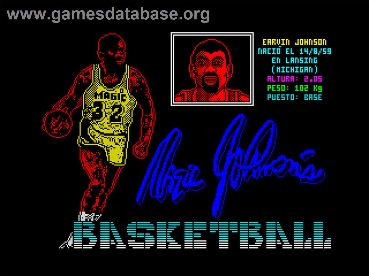 Magic Johnson's Basketball - Sinclair ZX Spectrum - Artwork - Title Screen