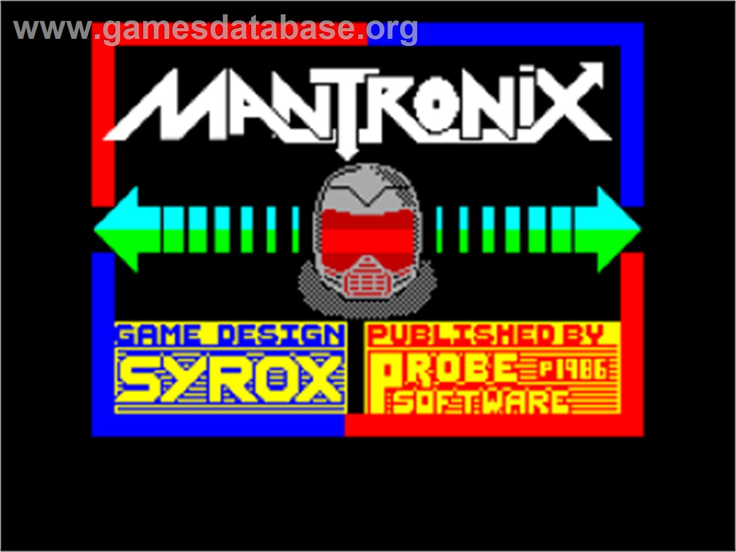 Mantronix - Sinclair ZX Spectrum - Artwork - Title Screen