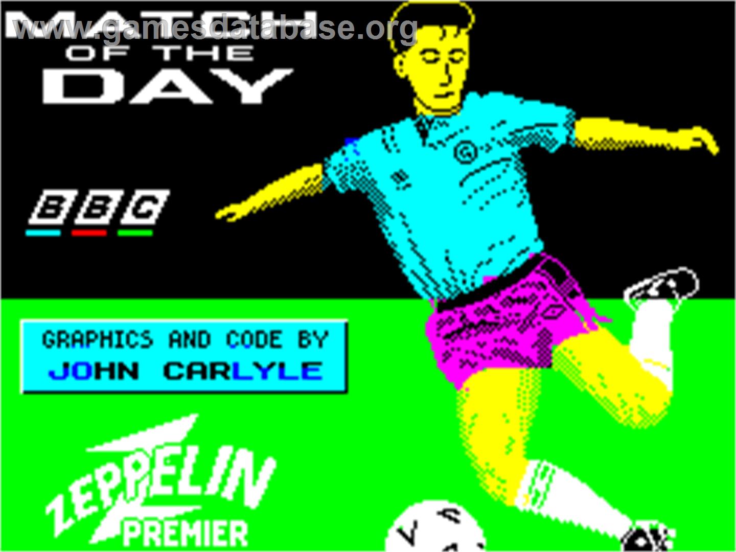 Match of the Day - Sinclair ZX Spectrum - Artwork - Title Screen