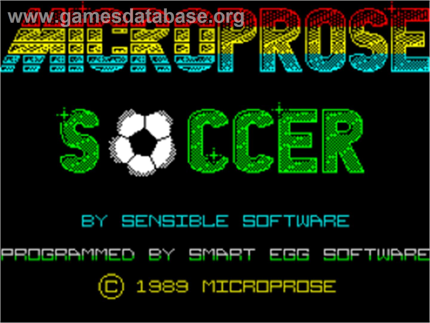 Microprose Soccer - Sinclair ZX Spectrum - Artwork - Title Screen