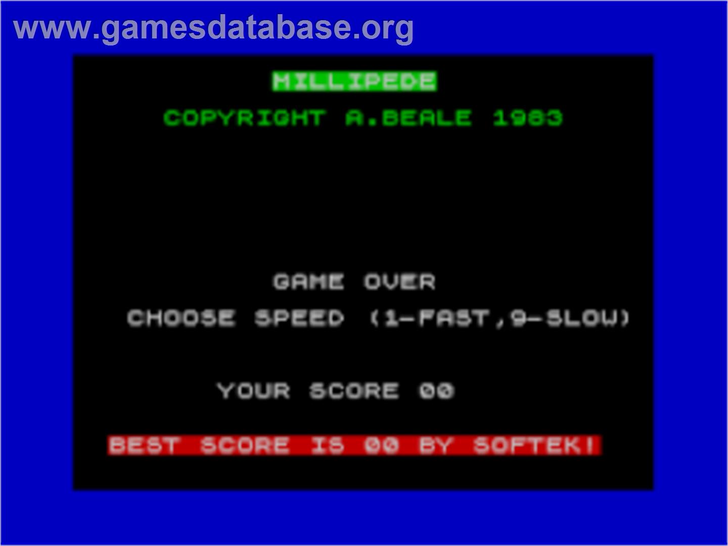 Millipede - Sinclair ZX Spectrum - Artwork - Title Screen