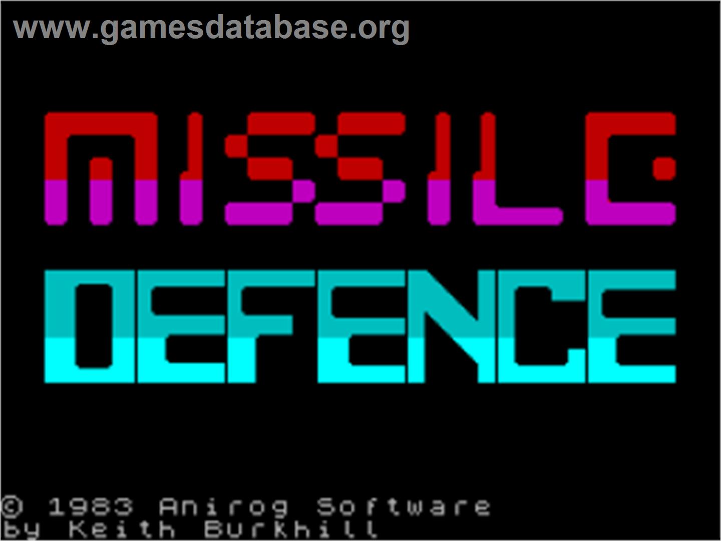 Missile Defence - Sinclair ZX Spectrum - Artwork - Title Screen