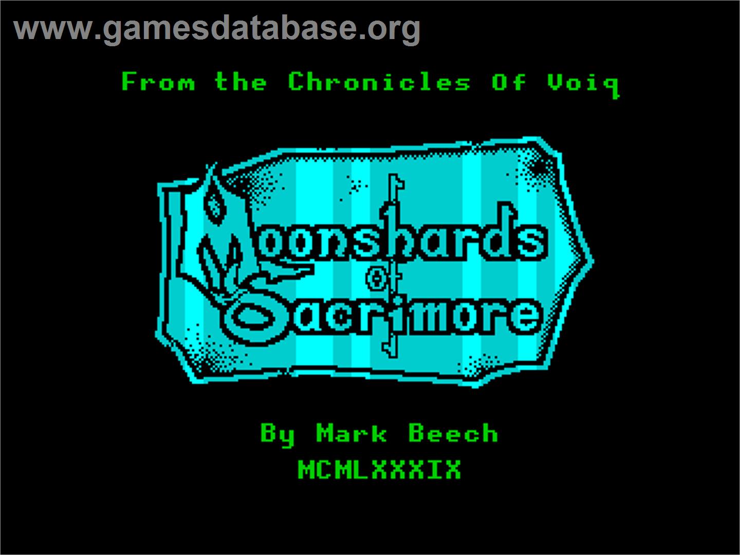Moonshards Of Sacrimore - Sinclair ZX Spectrum - Artwork - Title Screen