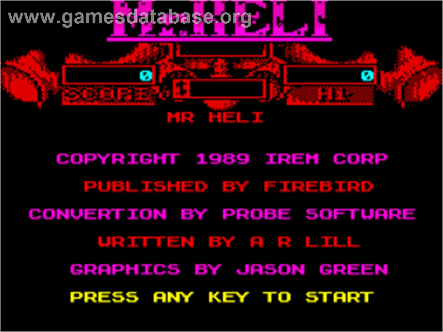 Mr. Heli - Sinclair ZX Spectrum - Artwork - Title Screen