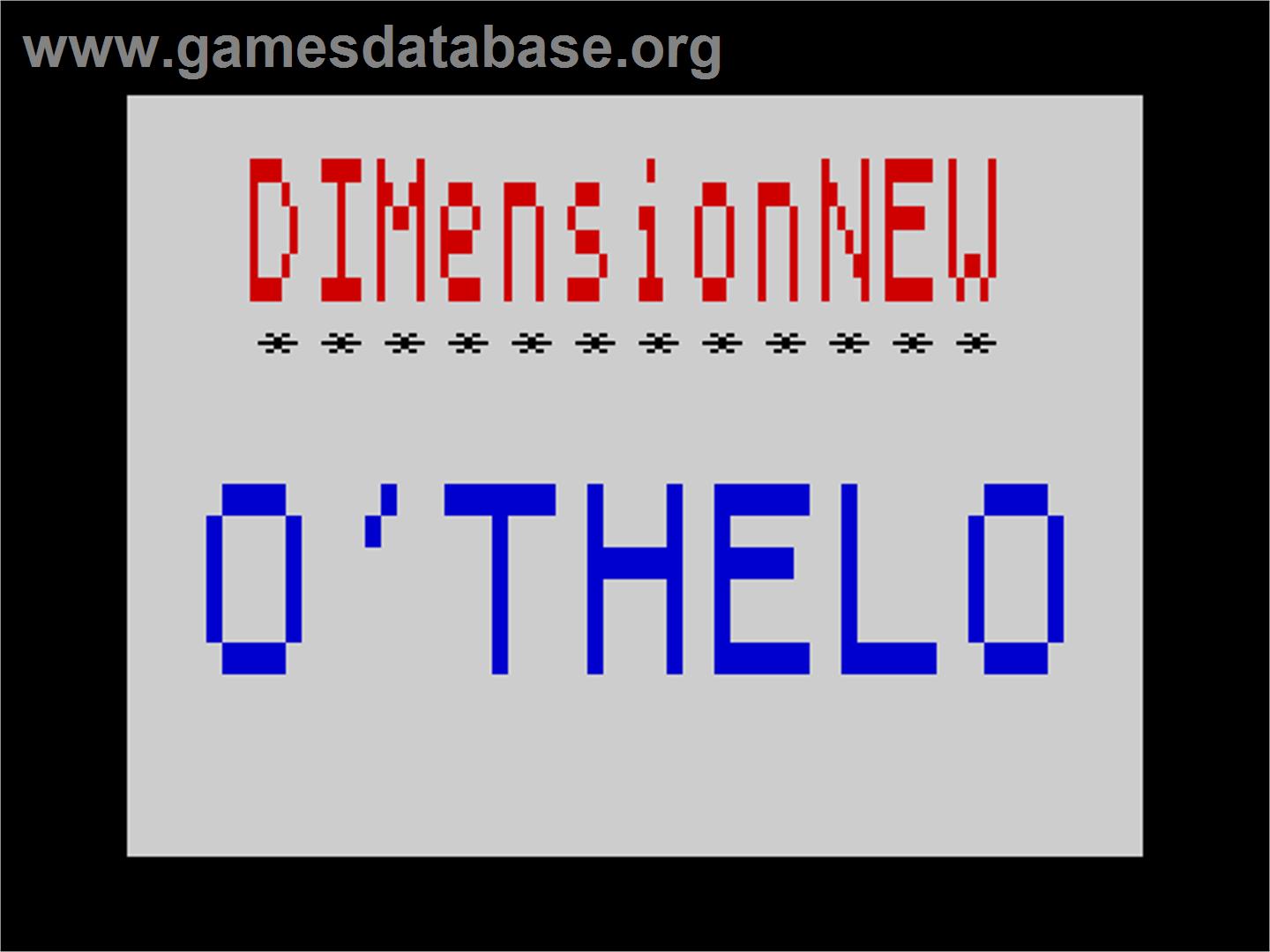 O'thelo - Sinclair ZX Spectrum - Artwork - Title Screen