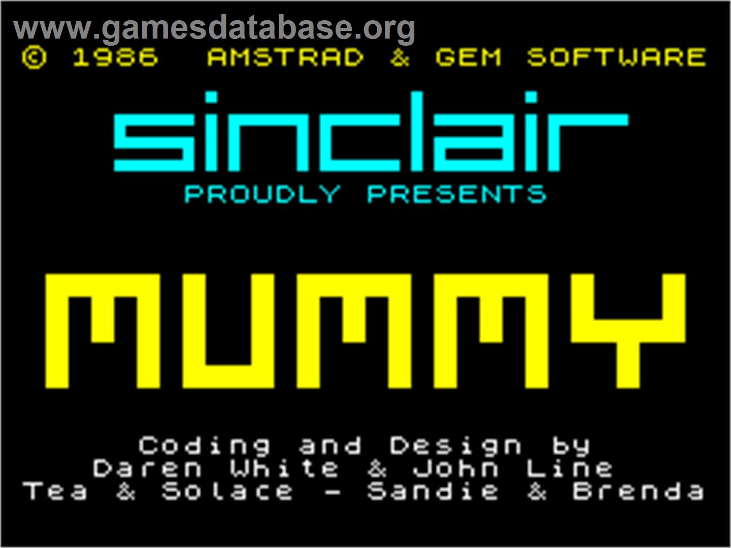 Oh Mummy - Sinclair ZX Spectrum - Artwork - Title Screen