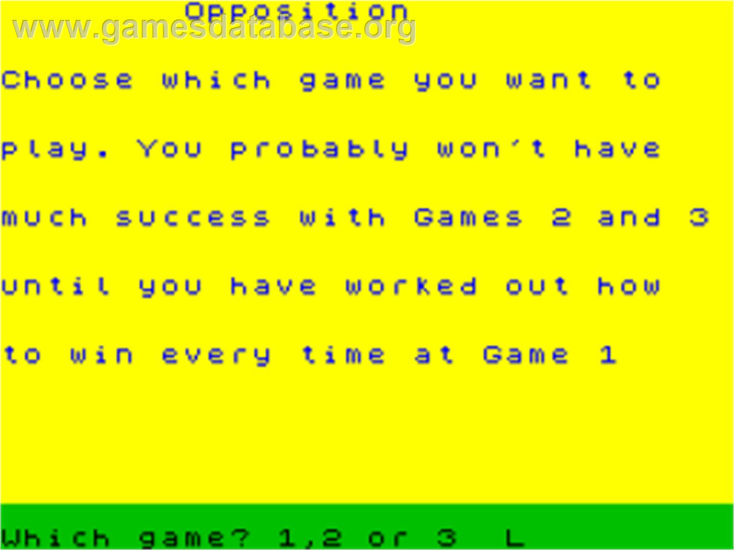 Opposition - Sinclair ZX Spectrum - Artwork - Title Screen