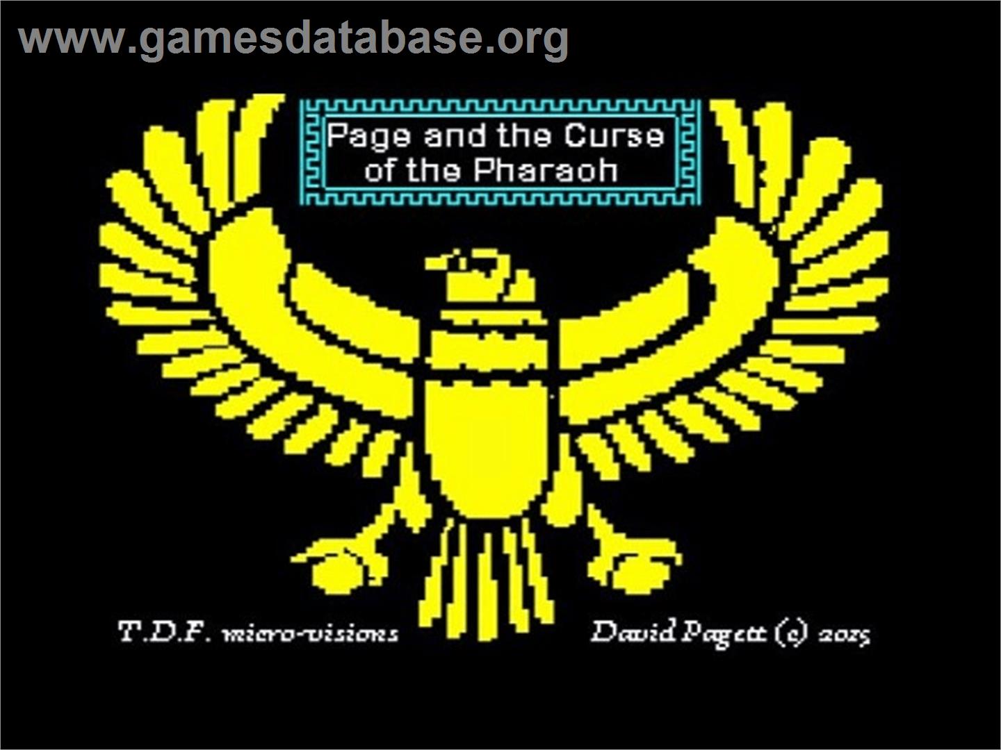 Page And The Curse Of The Pharaoh - Sinclair ZX Spectrum - Artwork - Title Screen