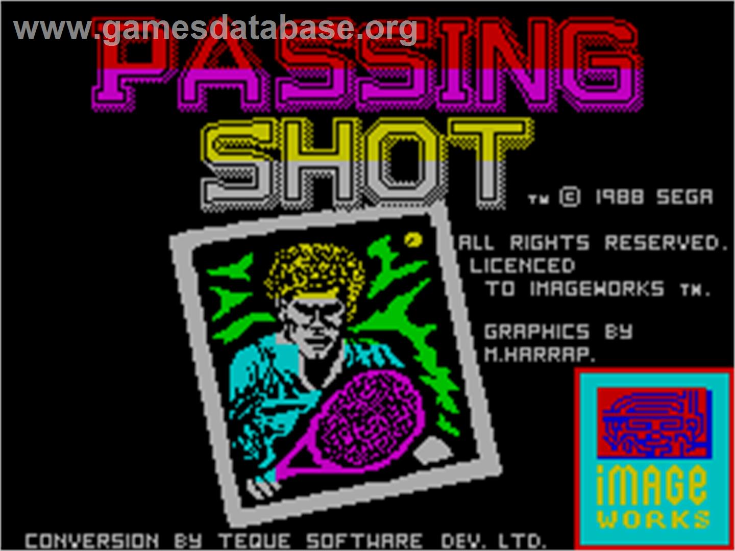 Passing Shot - Sinclair ZX Spectrum - Artwork - Title Screen