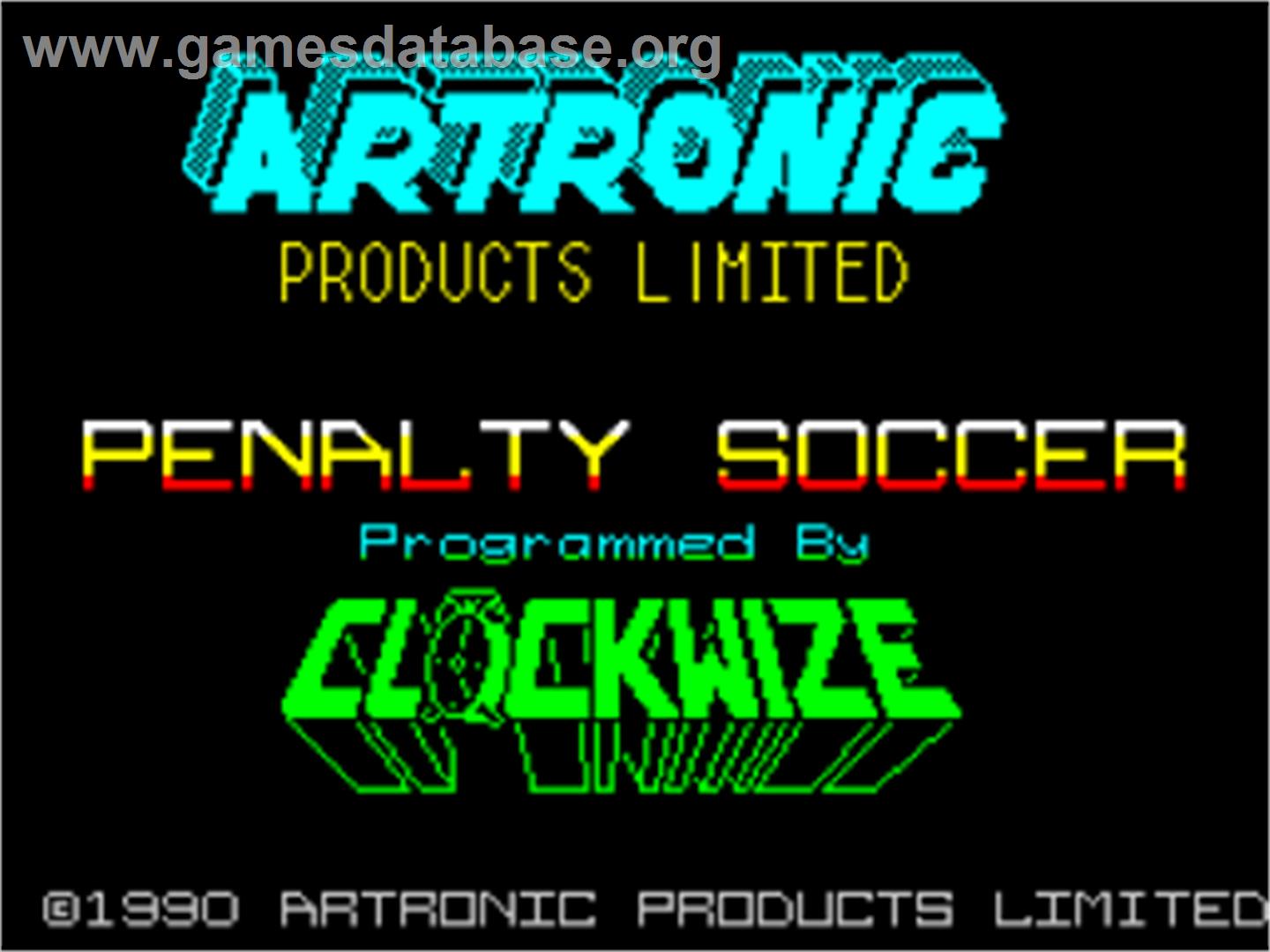 Penalty Soccer - Sinclair ZX Spectrum - Artwork - Title Screen