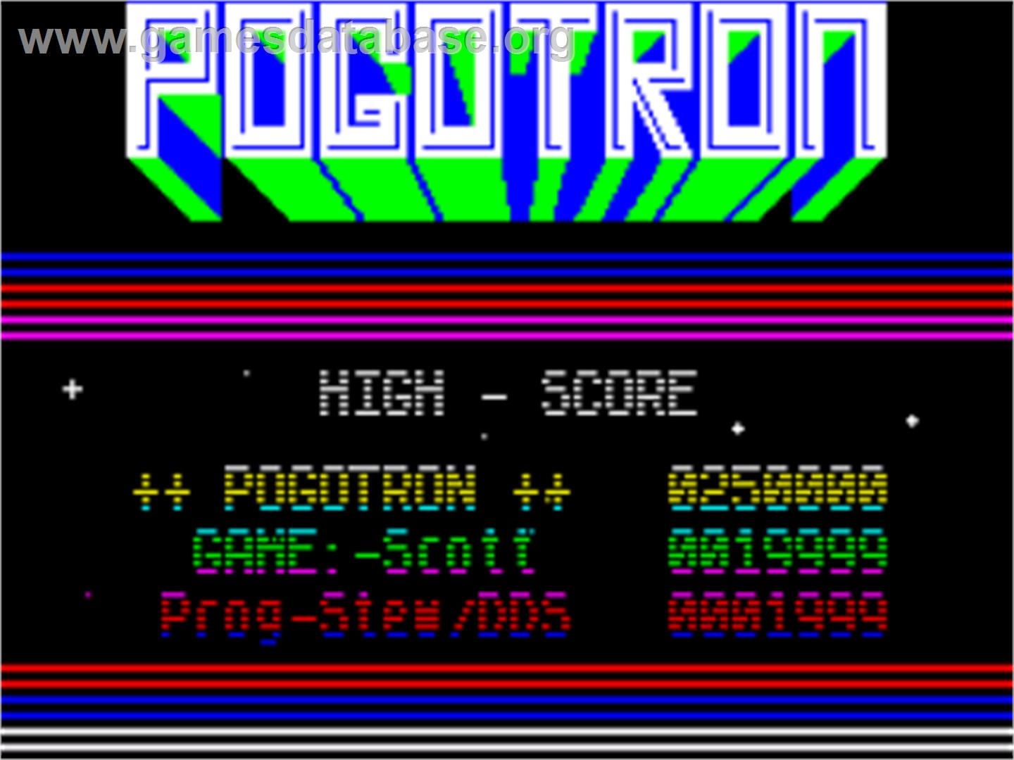 Pogotron - Sinclair ZX Spectrum - Artwork - Title Screen