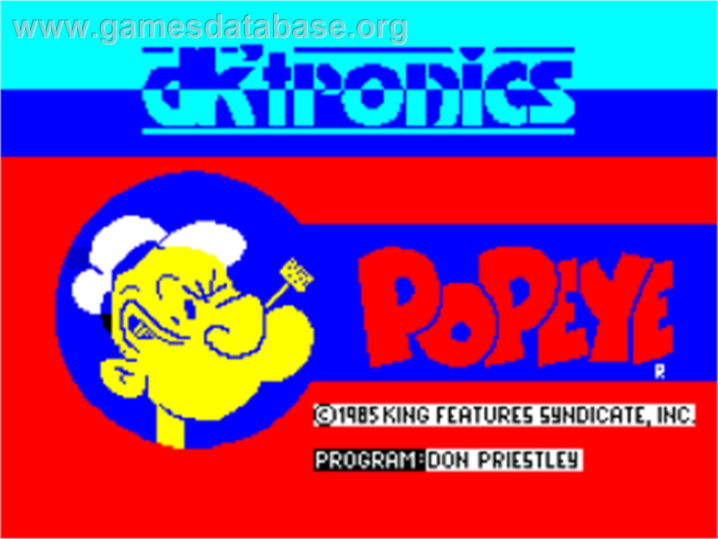 Popeye - Sinclair ZX Spectrum - Artwork - Title Screen