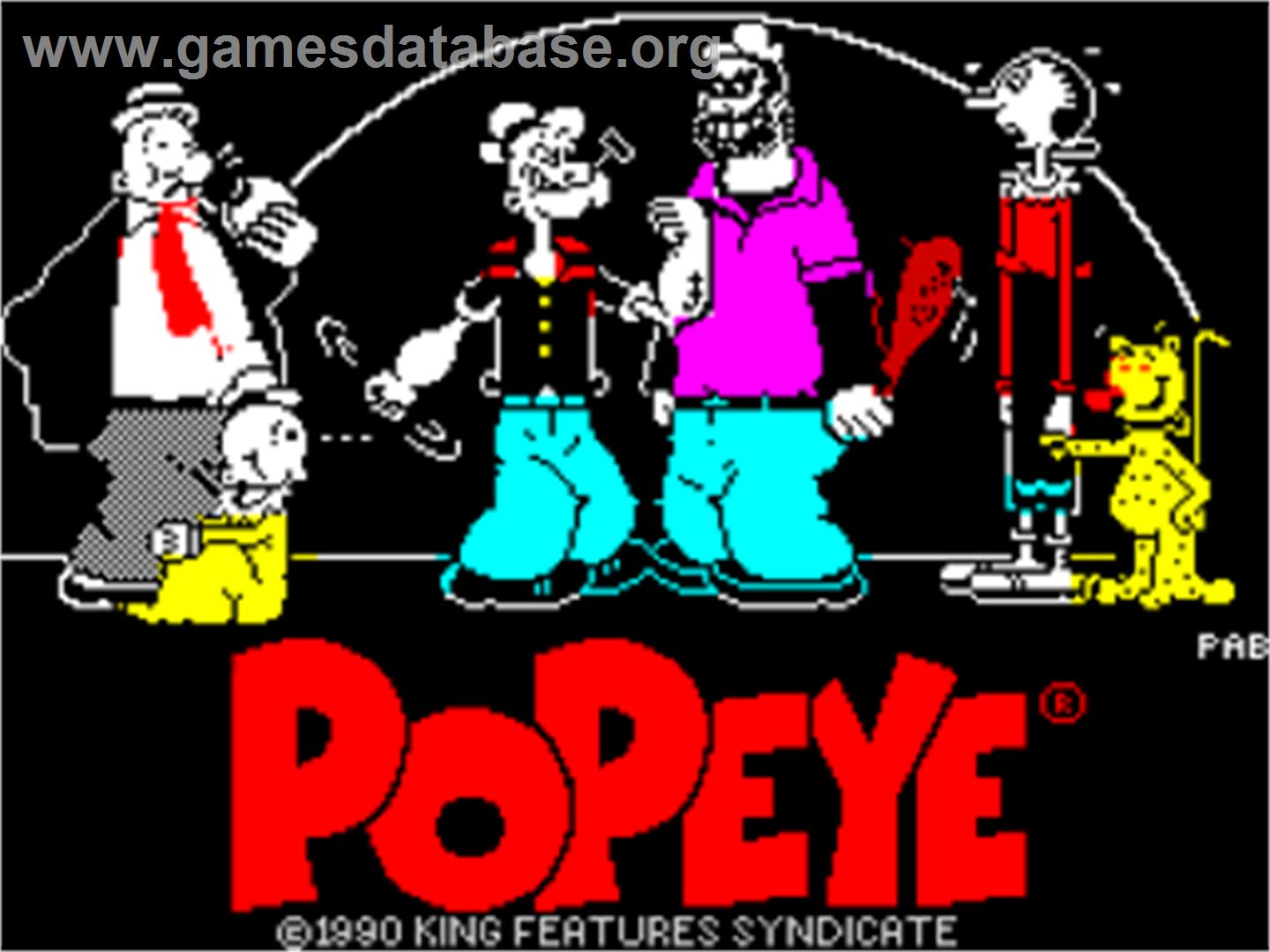 Popeye 2 - Sinclair ZX Spectrum - Artwork - Title Screen